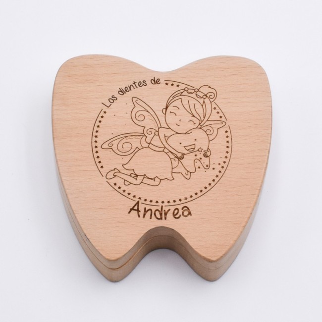 Caja Madera Hada de los Dientes Personalizada
