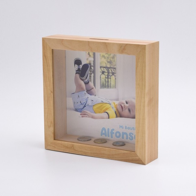 Hucha bautizo foto celeste