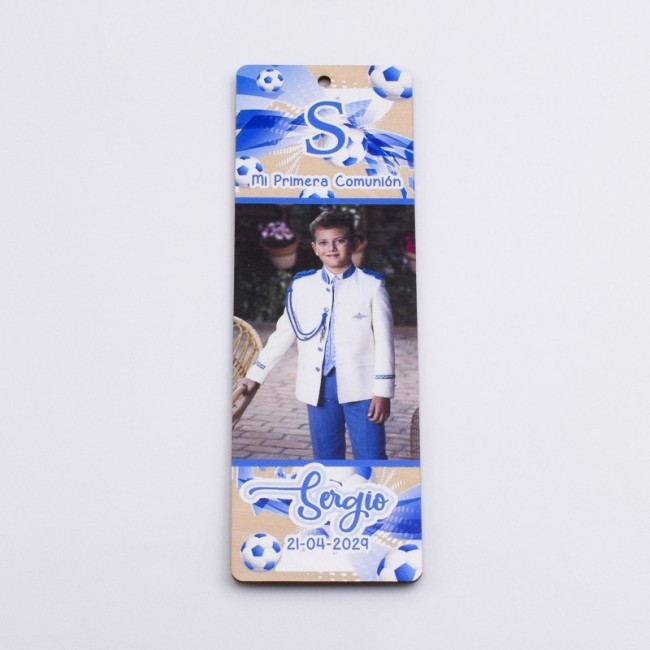 Marcapáginas fotografía azul fútbol