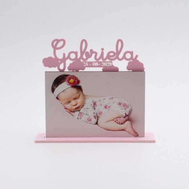 Portafotos personalizado nubes rosa