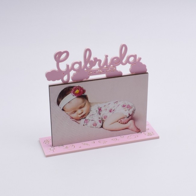 Portafotos personalizado nubes rosa