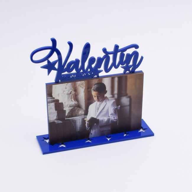 Portafotos personalizado de estrellas azules