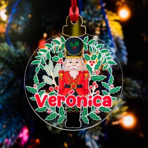 Bola navideña de metacrilato personalizada Cascanueces, adorno navideño único con diseño de Cascanueces