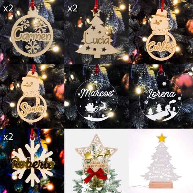 Set de decoración de Navidad premium con árbol metacrilato