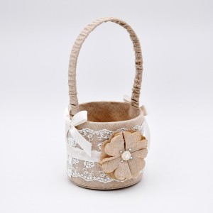 Cesta Lino Flor Perlas