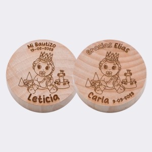 Abrebotellas Madera Niña Corona Bautizo Personalizado