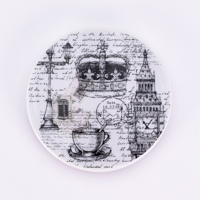 Espejo redondo personalizado con diseño de Londres