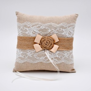 Cojín Lino Flor Lazo Beige